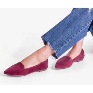 Hush Puppies Burgundy Suede Pointed Toe Flats Womens Shoes NWOT Size 11